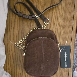 NWT Madden Girl Chocolate Brown Mini Bag with Gold Chain
